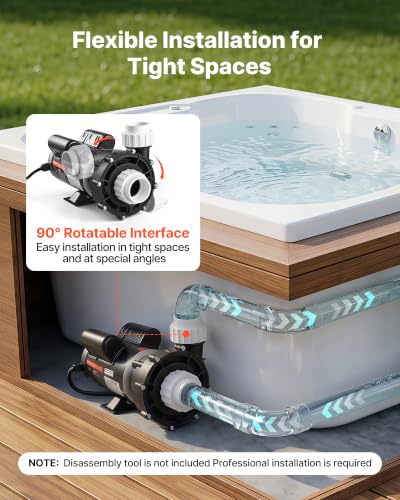 Image of VEVOR SPA Pump 3HP Hot Tub Pump 2 Speed 48 Frame with 1.5 inch & 2 inch Port, 230V, 190 GPM High Speed & 90 GPM Low Speed, 90 Rotational Interface, SPA Bath Water Circulation, Compatible with OEM Models