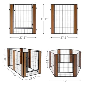 Dog Playpen, 32" Height Dog Pen, Heavy Duty, Safe and Sturdy, Foldable Dog Fence for Indoor and Outdoor Use (WOODGRAIN) Dog Playpen, 32″ Height Dog Pen, Heavy Duty, Safe and Sturdy, Foldable Dog Fence for Indoor and Outdoor Use (WOODGRAIN)