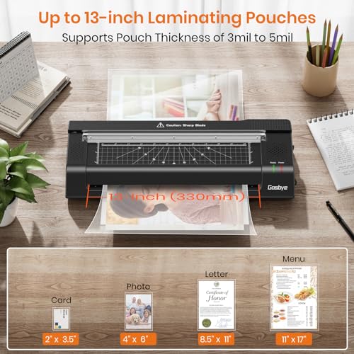 Gasbye 13-Inch Laminator Machine with Steel Paper Cutter, Thermal Cold Laminator with 13 Laminating Sheet, Corner Rounder, Jam Release Button for Home, Office, School, Teachers Use image 3
