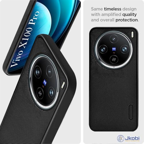 Image of Jkobi Back Case Cover for Vivo X100 Pro 5G (Textured Grip Design | Camera Protetion | Slim and Light Weight | Soft Touch and Feel | Black)