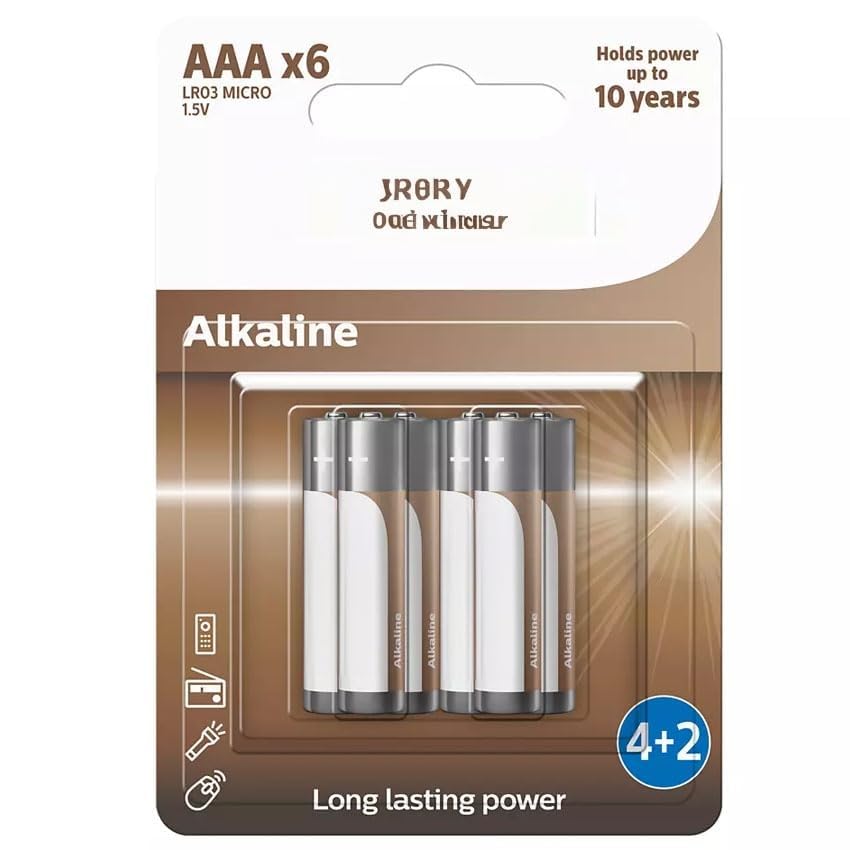 Pila AAA/LR03 alcalina, Paquete de 6 Unidades, con 30% más Durabilidad. Ideal para Dispositivos cotidianos de Alto Consumo.