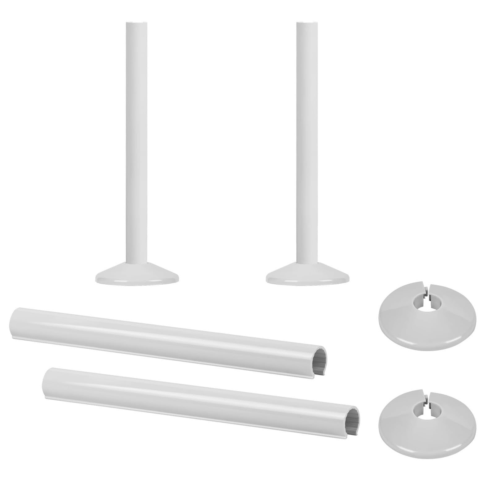 2 Pcs Radiator Pipe Covers White with Collars, 15 x 200 mm Snap-On Silicone Pipe Sleeves and Radiator Pipe Collars, PVC Pipe Cover Caps for Radiators and Heating Pipes โ image 1