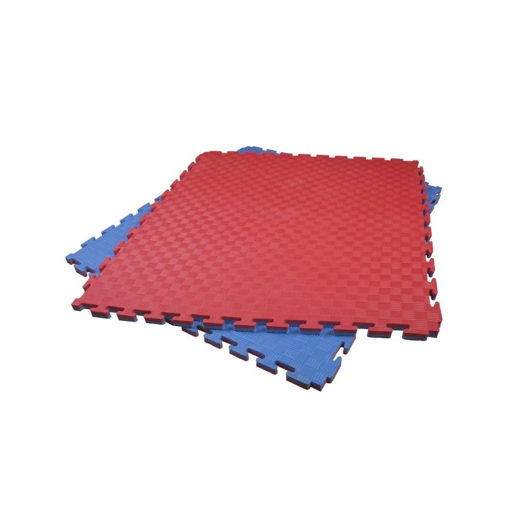 Tatami Puzzle 100x100x4 cm Set 5 Pezzi Rosso/Blu | Pavimento Palestra Antitrauma per MMA, Judo e Arti Marziali