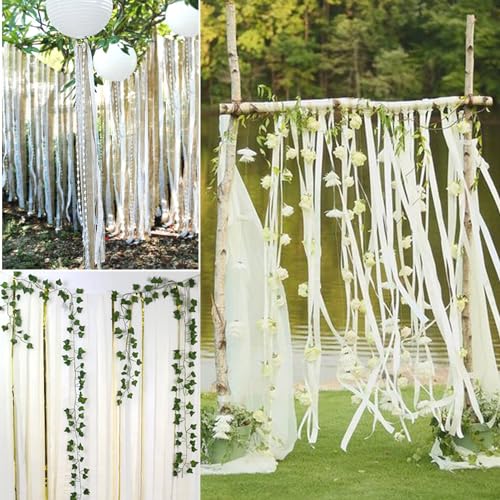 Image of White Crepe Paper Streamers 8 Rolls, Party Streamers for Birthday Wedding Baby Bridal Shower Decorations Halloween Christmas Craft Supplies (1.8 Inch x 82 Ft /Roll,656ft)