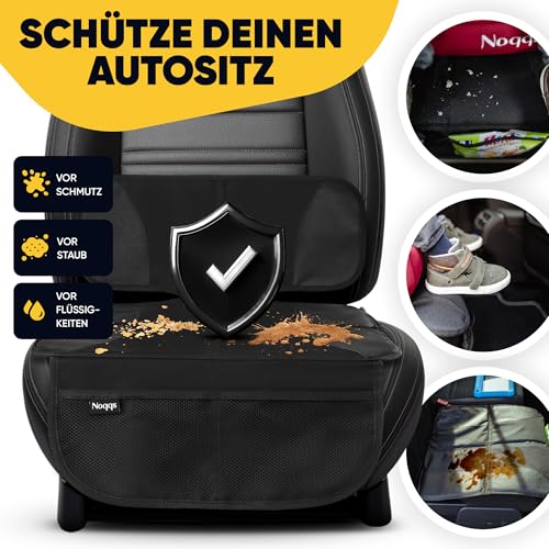 Noqqs Kindersitzunterlage Auto Sitzschutz ISOFIX geeignet – extra verstärkt & wasserdicht – Premium Autositzschoner für Kindersitz & Babyschale – rutschfest & universell kompatibel (Schwarz)