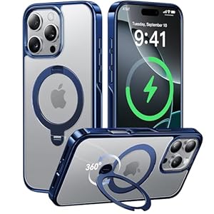 CASEKOO Titanium 360° Rotatable Magnetic Stand for iPhone 16 Pro Case [Compatible with Magsafe][16FT Military Protection] Slim Phone 16 Pro Case with Stand Ring Kickstand 6.3”, Blue