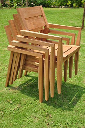13 Pc A Grade Outdoor Patio Teak Dining Furniture Set - 117" Double Extension Rectangle Table & 12 Vellore Stacking Arm Chairs #TOP2
