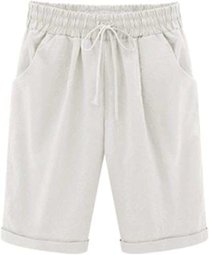 Pantaloncini Bermuda Donna Casolari In Tinta Unita - Comodi, Sciolti, Con Coulisse, Taglie Forti Disponibili Fino A 5XL, Colore Blu
