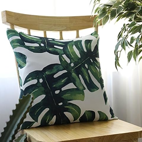 Tropical Leaf Cushion Cover Palm Tree Leaves Design Throw Pillow Case Square Standard Home/Sofa Decorative (45x45 CM) Cover