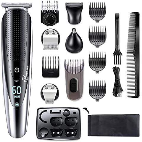 Hatteker Mens Hair Clipper Beard Trimmer Grooming kit Hair Trimmer Mustache Trimmer Body Groomer Trimmer for Nose Ear Facial Hair Cordless Waterproof 5 in 1 Cover