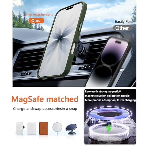 Image of Magnetic for iPhone 17 Phone Case, [Compatible with MagSafe], Screen Protector X1, [Military Grade Drop Protection],Matte Finish,Slim,Shockproof,Protective (Blackish Green, iPhone 17)