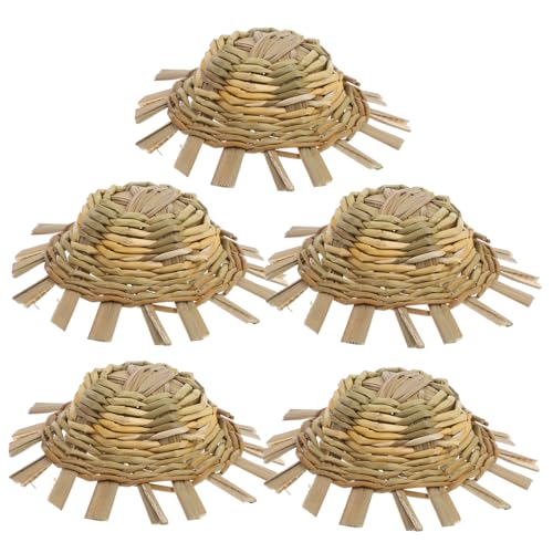 KONTONTY 5 piezas Mini Sombreros de Paja Natural para Manualidades Diseño Rústico Mano Diámetro para Decoraciones DIY y Accesorios Artesanales
