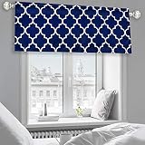 KEQIAOSUOCAI Moroccan Window Curtain Valance for Living Room Bedroom Rod Pocket Geometric Trellis Bl