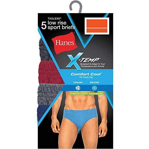 Hanes Men's X-Temp Low Rise Sport Briefs, 5 Pack, Assorted Colors, 2XL2