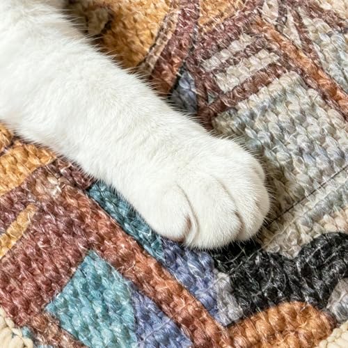 Image of Graciadeco Cat Scratch Pad 23.6 inch x 15.7 inch Natural Sisal 2 Packs Couch Protector from cat Claws with Velcro & Catnip
