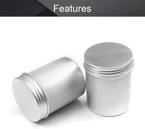 Vista 185 de Othmro Latas redondas de aluminio para tapas de metal, con tapa de rosca de 2.0 fl oz/2 onzas, 2.677 x 0.984 in (D* H) contenedores de aluminio