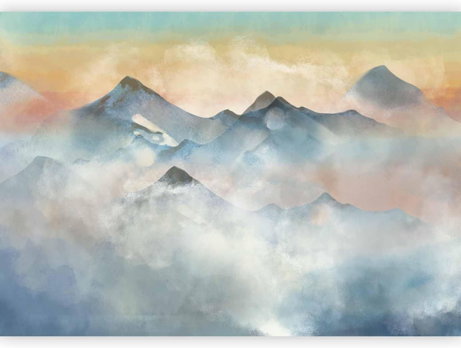 artgeist Wall Mural Landscape 79x55 in - Non-Woven Wallpaper Fleece Wall Decor Photo Print Picture Image Design Fog Sky Mountains Like Painted c-A-10012-a-b