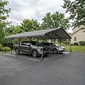 Metal Carport Heavy Duty 20x20FT, Outdoor 2 Car Carport Canopy with Galvanized Steel Structure and Roof, Strong Wind-Resistance and Snow-Resistance Car Port Shelterfor Cars,Trucks