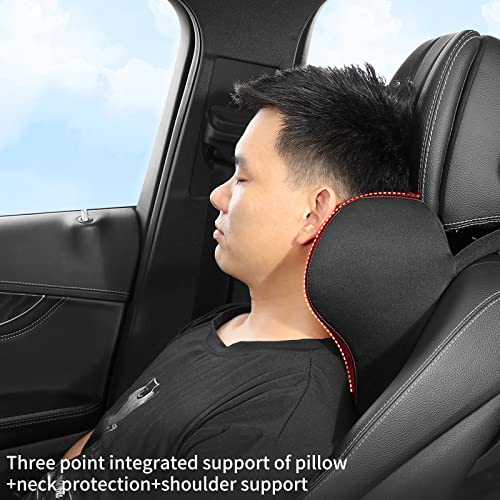 Yonugli 2 Pack Car Headrest & Lumbar Support For Car Seats, Office Chairs To Relieve Neck And Back Pain Memory Foam Support Pillow -U-Shaped Ergonomically Designed Soft Breathable Travel Pillow(Red) #TOP3