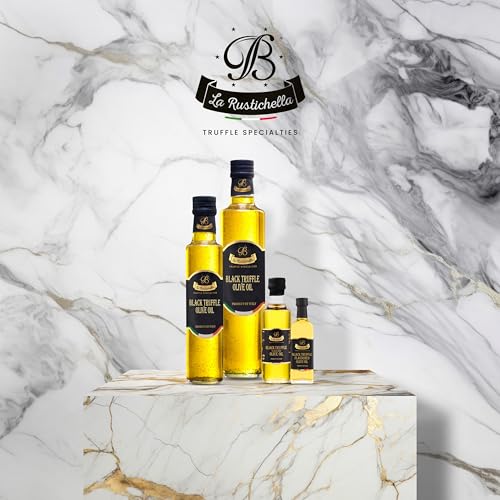 La Rustichella - Black Truffle Olive Oil 3.38 fl oz (100 ml) - Kosher - 100% Made in Italy | Vegan, Gluten-Free, Cholesterol-Free