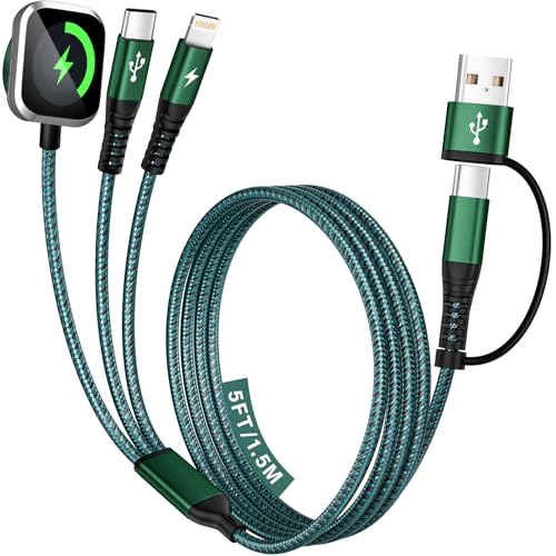 Image of 2026 Travel Essentials for Apple Watch Charger, Cruise Vacation Camping Essentials, 3 in 2 Charging Cable for Multiple Devices, iWatch Charger /Type-C /L Cord for iWatch 11-2 /iPhone 17-11 /Car, 5FT