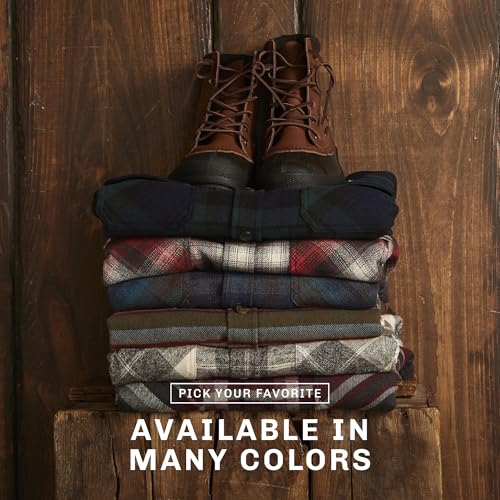 Weatherproof Vintage Mens Hooded and Non-Hooded Sherpa Lined Soft Brushed Plaid Flannel Button-Down Shirt Jacket4