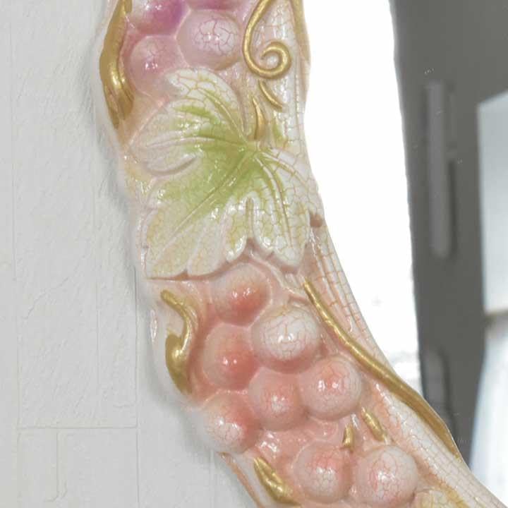 ロココ調 壁掛けミラー フルーツ 鏡 完成品 猫脚 姫家具 ロココ調 壁掛けミラー フルーツ 鏡 完成品 猫脚 姫家具 ロココ調