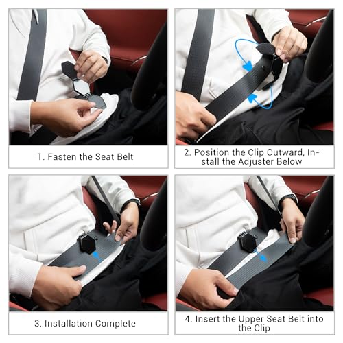 image for Yuoyar 2 Packs Car Seat Belt Clips - Universal Leather Seatbelt Adjust