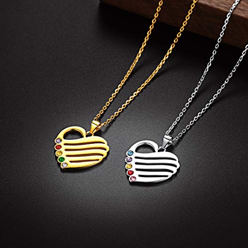 U7 Personalized 5 Names Birthstone Necklace For Women Girls 925 Sterling Silver Forever Together Heart Friendship Family Jewelry Custom Name Pendant #TOP23