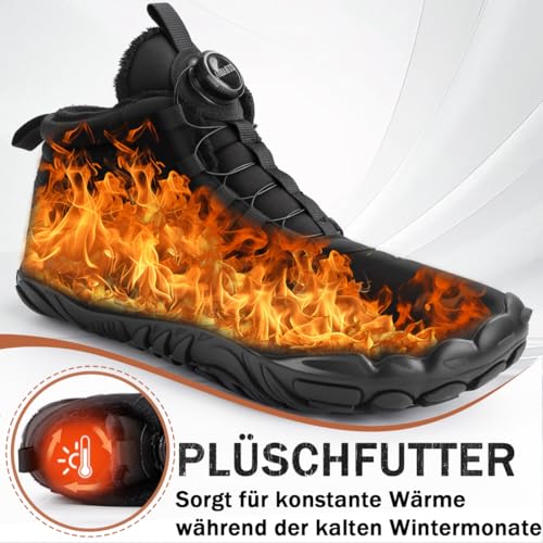 ORSJA Winter Barfußschuhe Warm Gefüttert Winterschuhe für Herren Gr.42 Outdoor rutschfest Wasserdicht