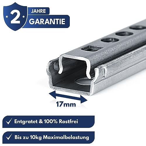 NEUFELD® Schubladenschienen 342mm - 17mm Nut (inkl. Montagematerial) - Schubladenauszug - Schubladen Schienensystem - Schienen für Schubladen