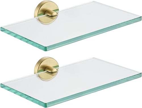 Miniatura 8 de JQK Estante de vidrio para baño negro, almacenamiento de ducha de vidrio templado de 16 x 5 pulgadas, montaje en pared negro mate de acero