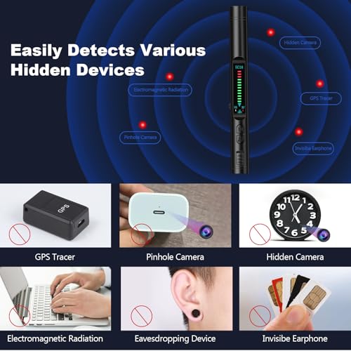 LUNEIE Wanzen Detektor, Versteckte Kamera Detector RF Wireless für GSM Tracker Abhörgeräte Funkkameras Wanzenfinder Infrarot Detector Starke Magnetische Spion Kamera Detector 5 Modi für Hotel Heim