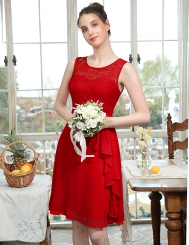 Image of BeryLove Womens Boat Neck A Line Sleeveless Lace Formal Homecoming Dress