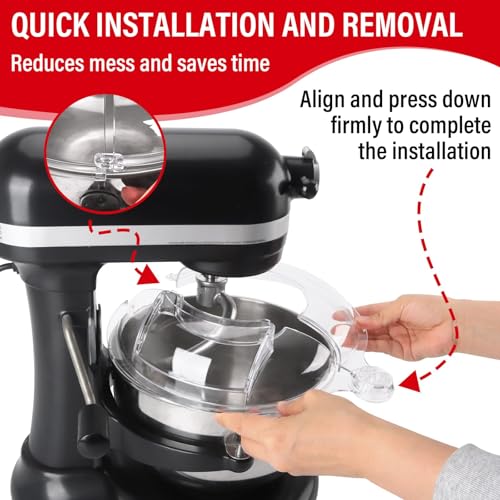 Image of Pouring Shield for KitchenAid 6-7Qt Bowl Lift Stand Mixer (for Stainless Steel Bowls Only), Splash Guard Mixers Bowl Cover for Kitchen aid 6-7Qt Accessories and Attachments (Clear)