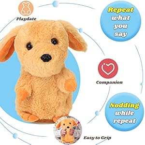 Hopearl Talking Puppy Repeats What You Say Dog Nodding Electric Interactive Animated Toy Speaking Plush Buddy Gifts for Toddlers Brown 7