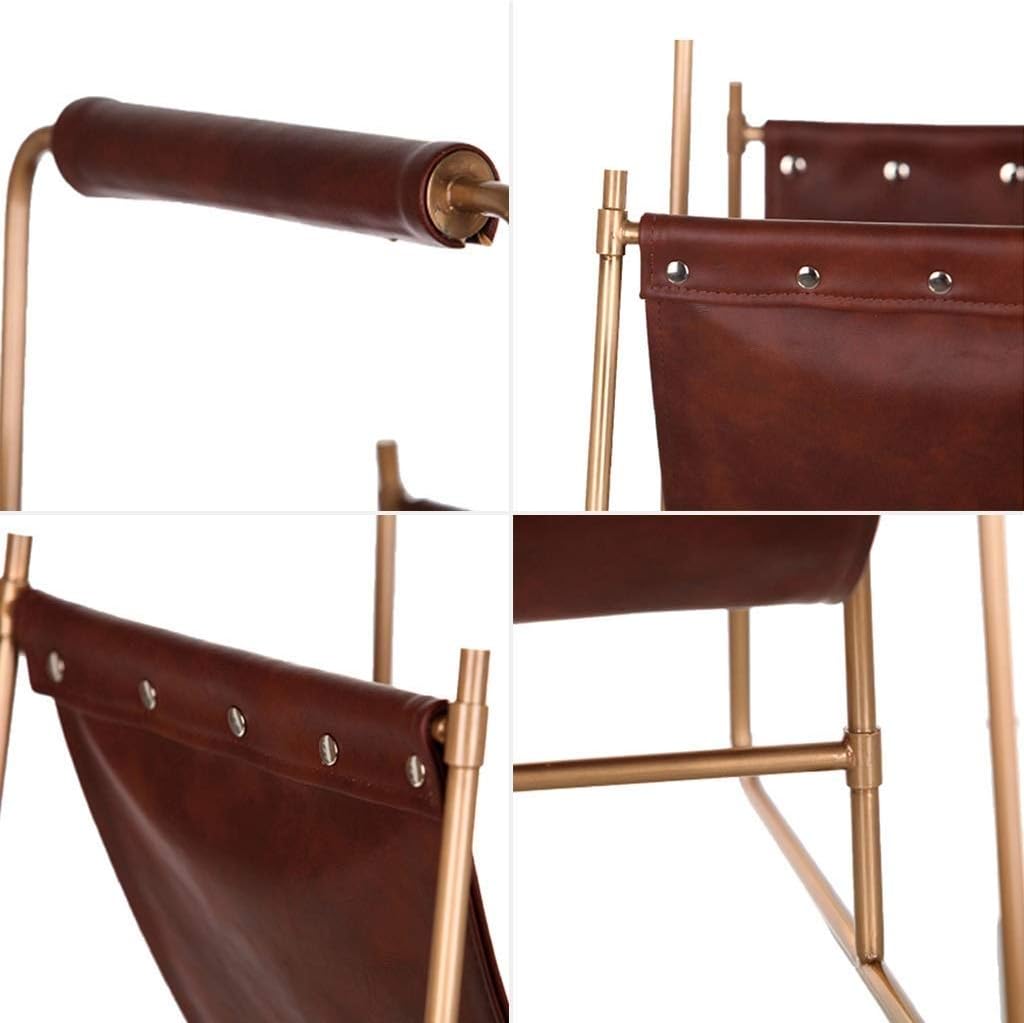 Metal Creative Design Leather Magazine Rack Desktop Folder Book File Holder for Office Home