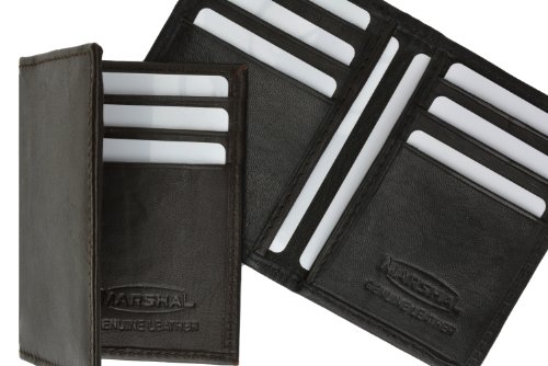 MARSHAL Genuine Leather Bifold Business Card and Credit Card Holder Top Load4