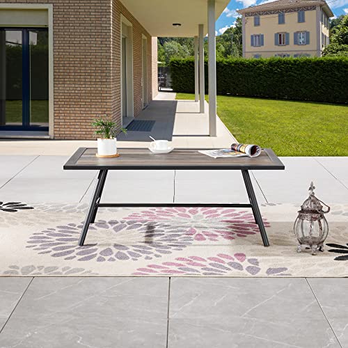 Image of LOKATSE HOME Rectangle Metal Patio Coffee Table All-Weather Outdoor Furniture for Deck Poolside Garden, Black