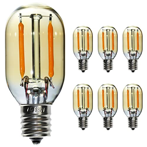 Fannis 6 Pack T22 Small Vintage Led Bulb, 1W Equals 10W Edison Small Light Bulbs, Warm 2200K Filament Light Bulb, Small E12 Base Amber Glass Bulb For Night Light Salt Lamp Himalayan Lava Lamp #TOP2