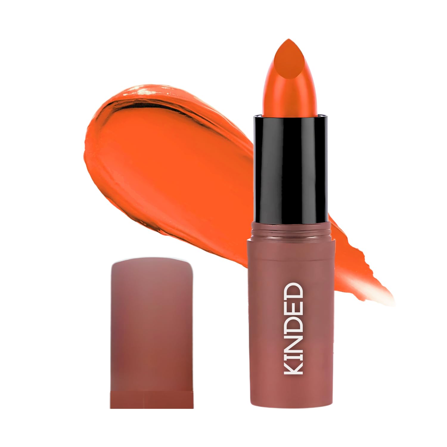 KINDED Satin Saga Lipstick Vitamin E Enriched Creamy Satin Finish Bullet Lipstick Weightless Creme Long Lasting Glossy Lip Colour for Girls Women – Satin Finish (Sunkissed Orange, 3.8 gm)-image-33