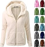 Chaqueta de forro polar con cremallera completa para mujer, chaqueta de sherpa mullida, abrigo de lana cálida, de manga larga, suave, para otoño, ropa ligera de invierno con bolsillos, Z16Beige, L