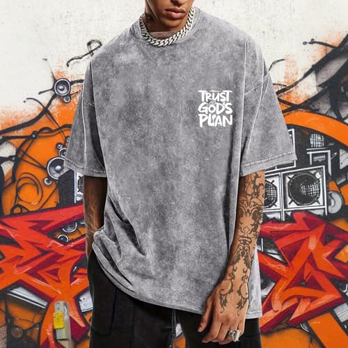Image of BINTEHGS God Christian T Shirts for Men Jesus Faith Shirt Acid Wash Oversized Tees Bible Verse Graphic Vintage Tshirt