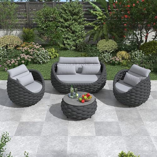 Erotr 4-Piece Woven Rope Outdoor Seating Set