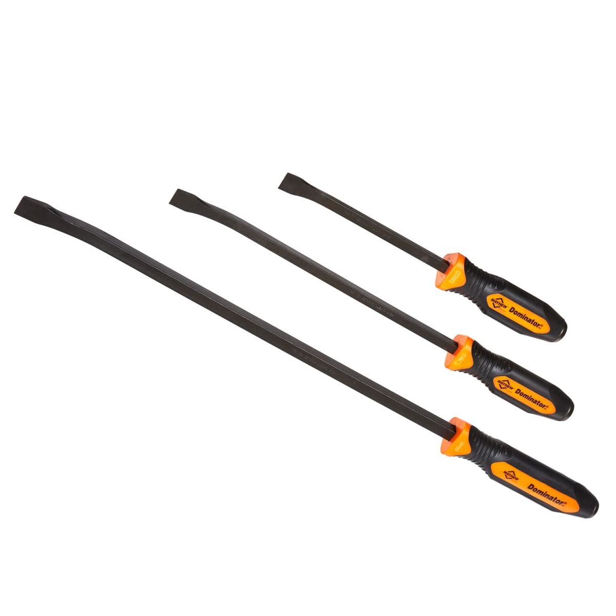 Mayhew Tools 14071OR Dominator Pro 3-teiliges Hebelstangen-Set, 30,5 cm, 43,2 cm und 63,5 cm gebogene Hebelstangen, orange