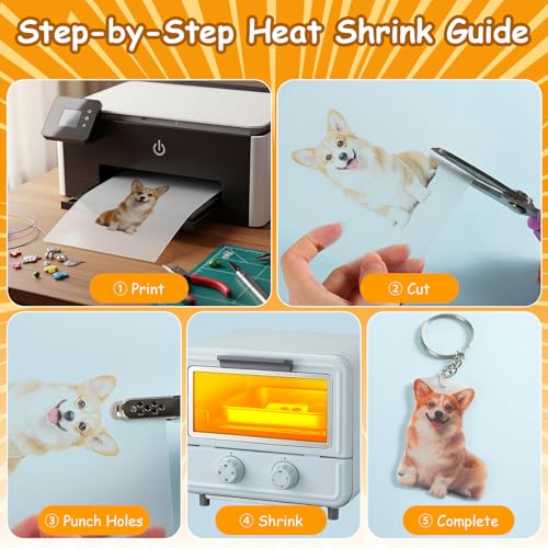 Image of Auihiay 15PCS Shrink Sheets Printable, Shrink Plastic Sheets, Shrink Paper for Kids Paper Crafts, Handprint Keychains, Easter Ornaments, Fathers Day (8.5 x 11 inch)