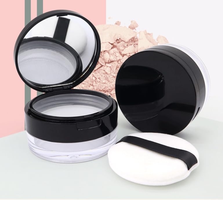 Capacity 20 ml(0.68oz) Empty Reusable Plastic Loose Powder Compact Container Plastic Cosmetic Jars Travel Containers Refillable Powder Bottle Box Makeup Powder Holder with Sifter and Lid3
