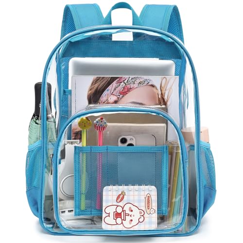 Clear Backpack School Backpack Bookbag for Girls Boys Women Men, Heavy Duty See Through Transparent Backpacks (Peacock Blue)