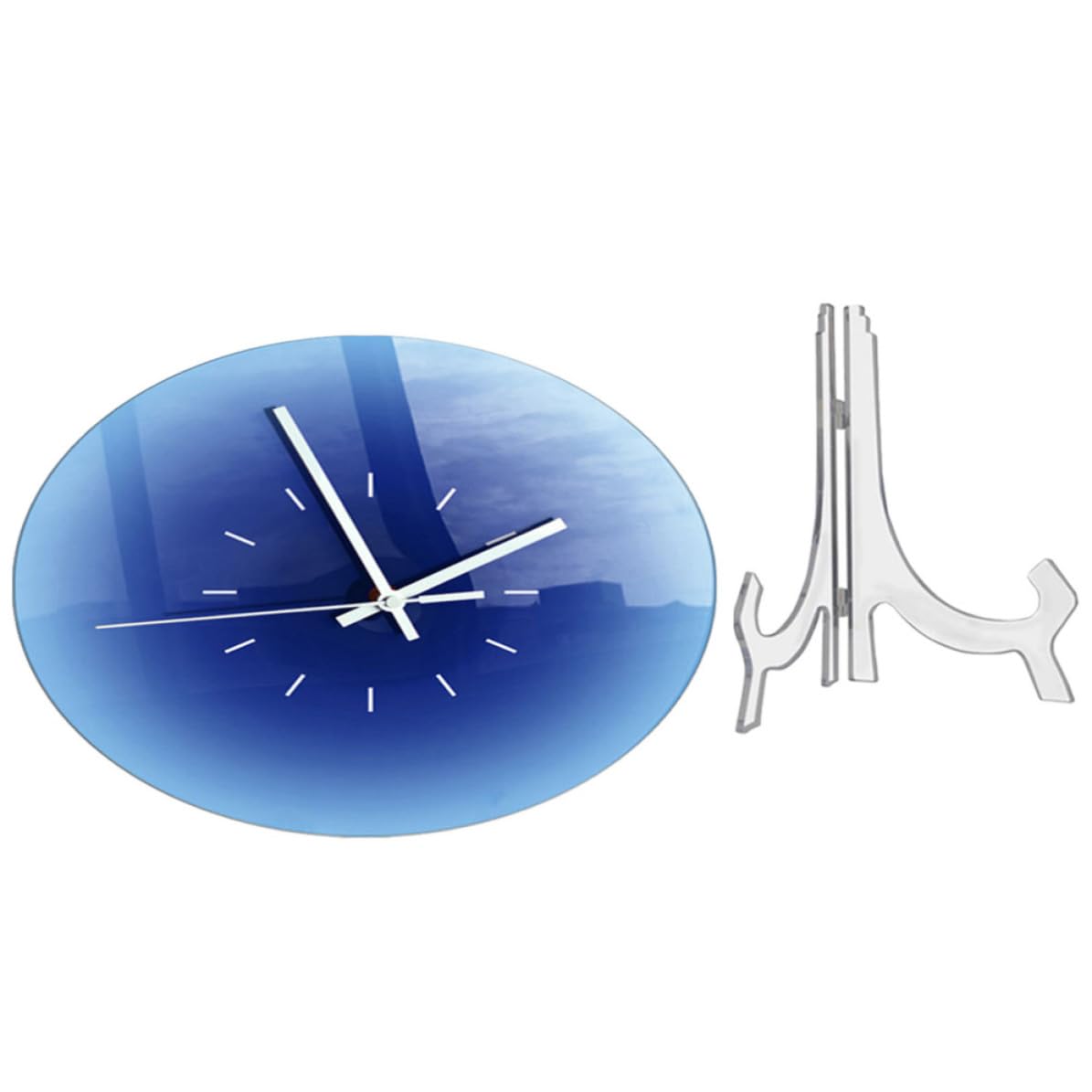 Horloge murale facile à installer acrylique bleu pour salon moderne