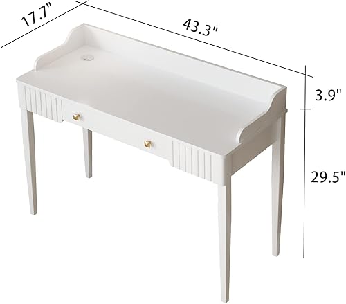 Miniatura 2 de ukorua Escritorio moderno blanco con cajonesescritorio de madera claraescritorio de computadora de madera macizaescritorio de oficina en casa para